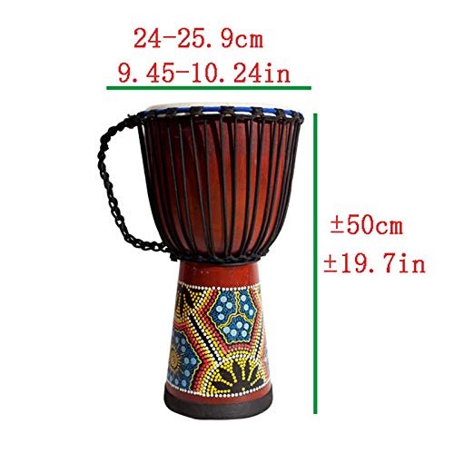Interactivo Instrumento profesional de percusión de tambor africano tallado a mano, bronceado con bolsa de embalaje, adecuado para niños, adultos, principiantes (cabeza de tambor de 10 pulgadas) Entre