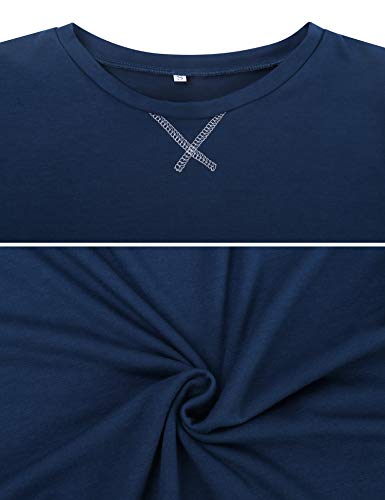 Irevia Pijamas Mujer Algodon Verano, Cómodo Manga Corta Camiseta de Color Puro y Pantalones Cortos a Cuadros Conjunto de 2 Piezas