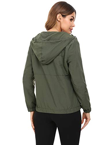 Irevial Chaqueta Impermeable Mujer Seco RáPido, Abrigo Chubasquero con Capucha Casual Chubasqueros Impermeables al Aire Libre de Manga Larga