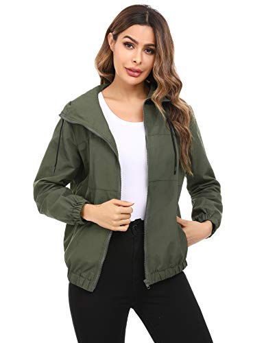 Irevial Chaqueta Impermeable Mujer Seco RáPido, Abrigo Chubasquero con Capucha Casual Chubasqueros Impermeables al Aire Libre de Manga Larga