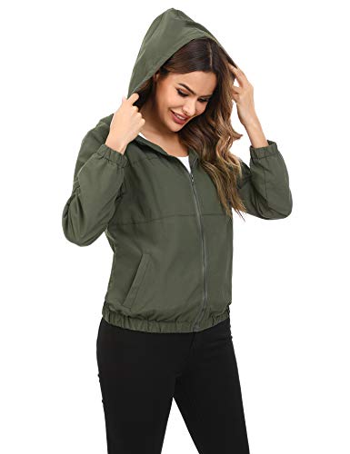 Irevial Chaqueta Impermeable Mujer Seco RáPido, Abrigo Chubasquero con Capucha Casual Chubasqueros Impermeables al Aire Libre de Manga Larga