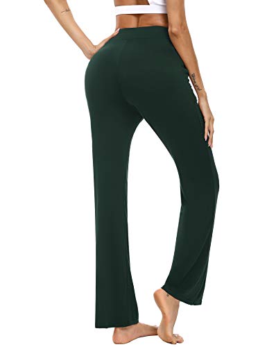 Irevial Pantalones de Yoga para Mujer Modal,100% Algodon,Alta Cintura Elásticos pantalón de Campana con cordón, Casuales Chandal Deportivo con Bolsillos para Pilates Jogger Fitness