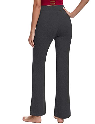 Irevial Pantalones de Yoga para Mujer Modal,100% Algodon,Alta Cintura Elásticos pantalón de Campana con cordón, Casuales Chandal Deportivo para Pilates Jogger Fitness
