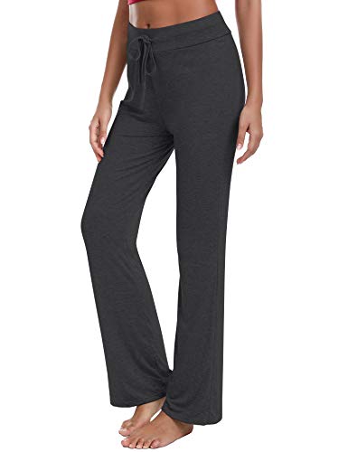 Irevial Pantalones de Yoga para Mujer Modal,100% Algodon,Alta Cintura Elásticos pantalón de Campana con cordón, Casuales Chandal Deportivo para Pilates Jogger Fitness