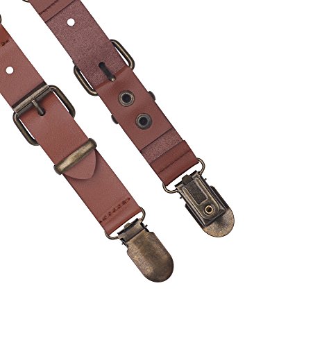 Irypulse Conjunto Tirantes Chic y Pajarita para 1-7 Años Bebé Niños Niñas 3 Clips Y Forma Retro Latón Clásico Longitud Ajustable Elástico - Marrón oscuro