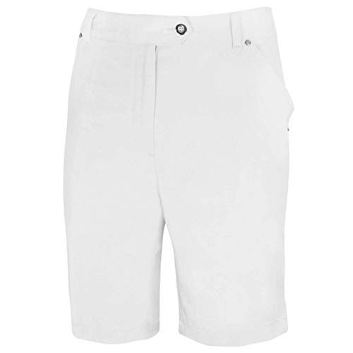 Island Green Golf IGLSHO1681SS Bermudas elásticas para Mujer, Ajuste cómodo, Color Blanco, Talla 18