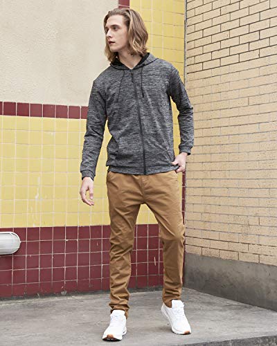 ITALYMORN Frente Plana Chinos Casual Pant Caqui Delgado Pantalones Stretch para Hombres 30W x 32L Caqui Oscuro