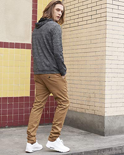 ITALYMORN Frente Plana Chinos Casual Pant Caqui Delgado Pantalones Stretch para Hombres 30W x 32L Caqui Oscuro