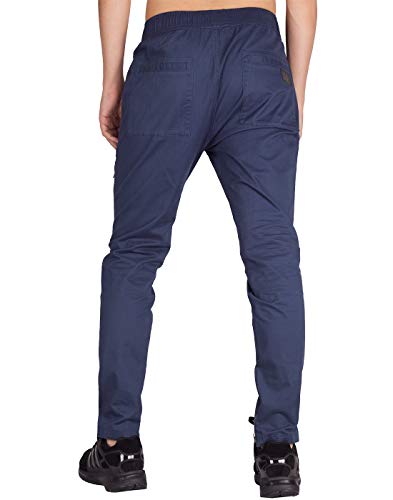 ITALYMORN Pantalon Cargo Hombre Skinny Chandal con Múltiples Bolsillos (S, Armada Azul)