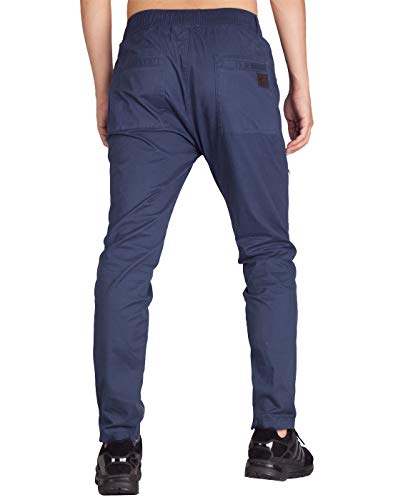 ITALYMORN Pantalon Cargo Hombre Skinny Chandal con Múltiples Bolsillos (S, Armada Azul)