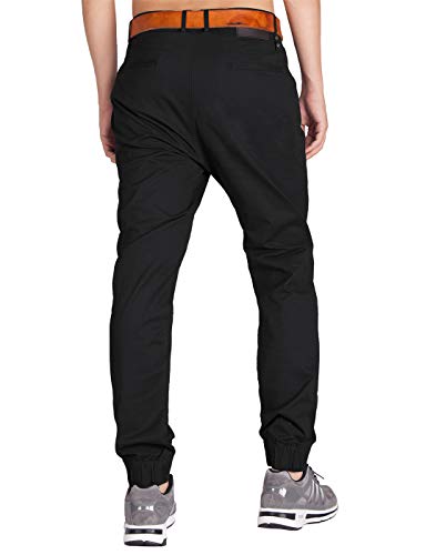 ITALYMORN Pantalon Chinos Hombre Negros Rectos Pants con Puños Elásticos Skinny Fit para Trabajo 30 Negro
