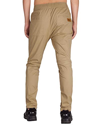 ITALYMORN Pantalones Cargo Slim Fit Chinos de Trabajo de Hombre Múltiples Bolsillos (M, Caqui)