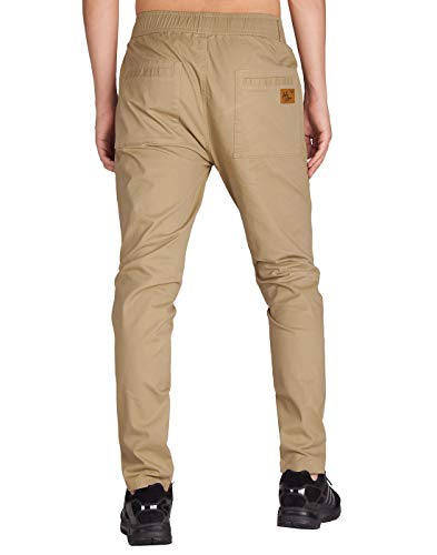 ITALYMORN Pantalones Cargo Slim Fit Chinos de Trabajo de Hombre Múltiples Bolsillos (M, Caqui)