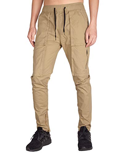 ITALYMORN Pantalones Cargo Slim Fit Chinos de Trabajo de Hombre Múltiples Bolsillos (M, Caqui)