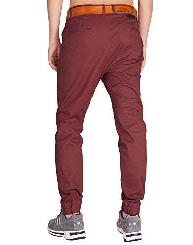 ITALYMORN Pantalones Jogger Chinos Hombres Rojo Pare Trabajo (36, Borgoña)