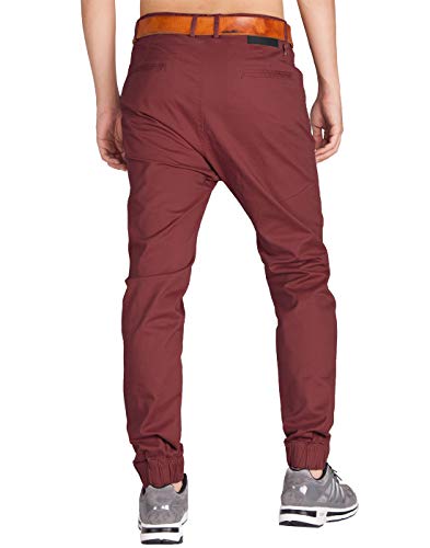 ITALYMORN Pantalones Jogger Chinos Hombres Rojo Pare Trabajo (36, Borgoña)