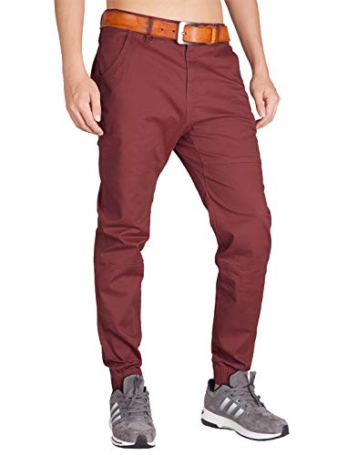 ITALYMORN Pantalones Jogger Chinos Hombres Rojo Pare Trabajo (36, Borgoña)