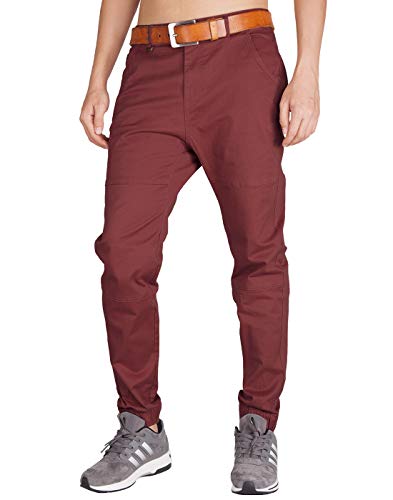 ITALYMORN Pantalones Jogger Chinos Hombres Rojo Pare Trabajo (36, Borgoña)