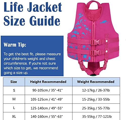 IvyH Chaleco de Natación para Niños - Chaleco de Chaqueta Flotante Niñas Chaleco de Flotación Neopreno Traje de baño Chaleco de flotabilidad Chaleco de Ayuda a la natación