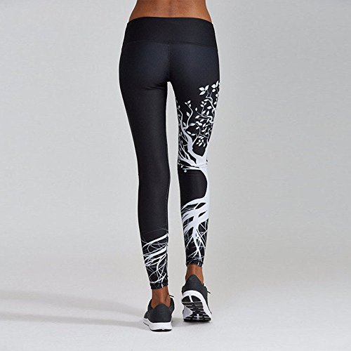 IYU_Dsgirh Pantalones Yoga Mujeres Patrón de árbol Leggings Pantalones Largos Deportivos para Mujer (Negro, M)