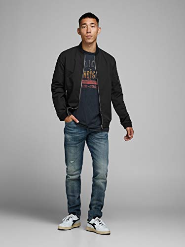 Jack & Jones Jjerush Bomber Noos Chaqueta, Negro, S para Hombre