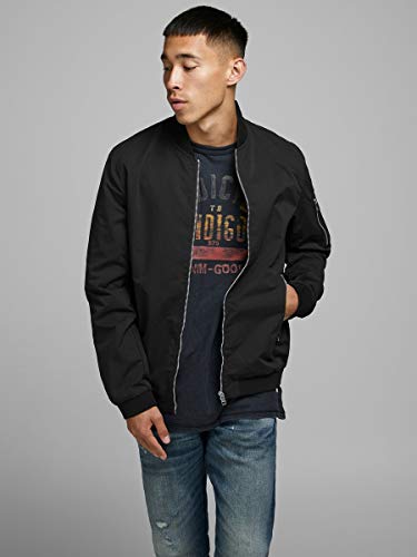 Jack & Jones Jjerush Bomber Noos Chaqueta, Negro, S para Hombre