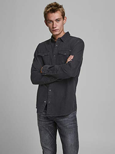 Jack & Jones Jjesheridan Shirt L/s Camisa Vaquera, Negro (Black Denim Fit:Slim), Small para Hombre
