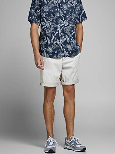 Jack & Jones JJIBOWIE JJSHORTS Solid SA STS Pantalones Cortos, Drizzle, L para Hombre