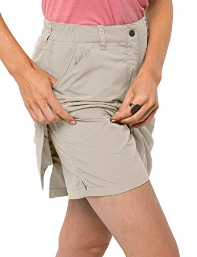 Jack Wolfskin Kalahari – Falda de pantalón para Mujer, protección UV, para Viajes, Tiempo Libre, Mujer, Falda, 1502914-5505034, Beige (Light Sand), 34