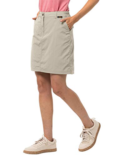 Jack Wolfskin Kalahari – Falda de pantalón para Mujer, protección UV, para Viajes, Tiempo Libre, Mujer, Falda, 1502914-5505034, Beige (Light Sand), 34
