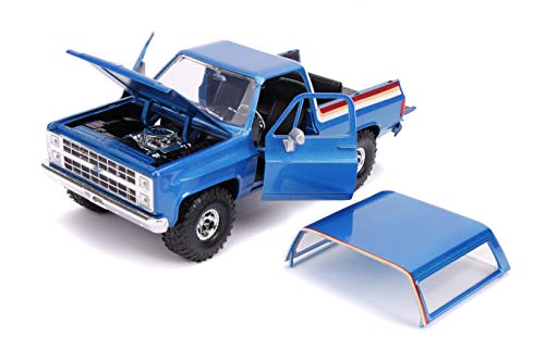 Jada compatible con Chevrolet Blazer K5 1980 azul con llantas adicionales, modelo 1:24 Toys