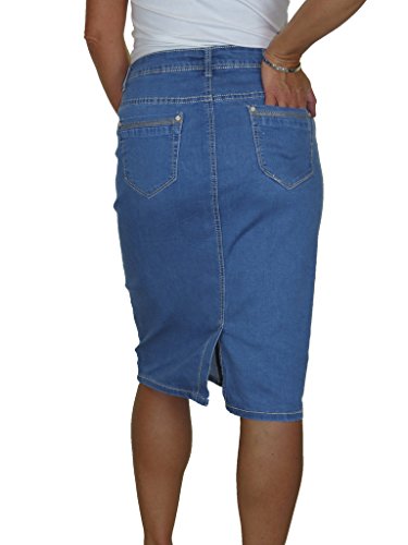Jeans De Mezclilla Elásticos para Mujer con Bolsillos Falda Ajustada Ajustada por Debajo De La Rodilla De Verano para Mujer Lavado Suave Azul 46-50 (48)