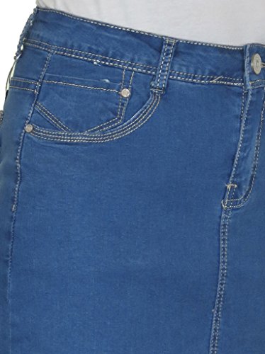 Jeans De Mezclilla Elásticos para Mujer con Bolsillos Falda Ajustada Ajustada por Debajo De La Rodilla De Verano para Mujer Lavado Suave Azul 46-50 (48)