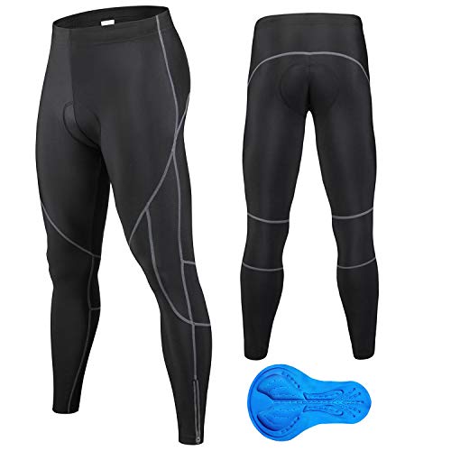 JEPOZRA Pantalones de Ciclismo de Invierno para Hombre, Largos con Acolchado de Gel 4D, para Bicicleta de montaña, Transpirables, de compresión, térmicos, Pantalones Deportivos (Negro, XXL)