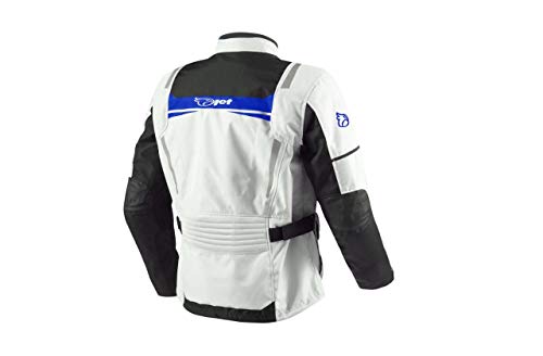 JET Chaqueta Moto Hombre Textil Impermeable con Armadura Aquatex (XS (EU 44-46), Blanco Azul)