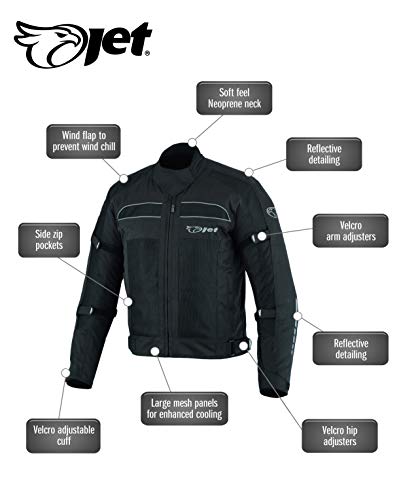 JET Chaqueta Moto Hombre Verano con Armadura Malla Air Flow COLT (Negro, L (EU 50-52))
