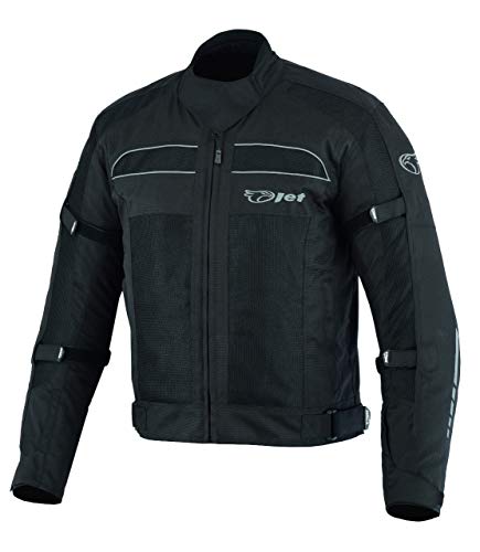 JET Chaqueta Moto Hombre Verano con Armadura Malla Air Flow COLT (Negro, L (EU 50-52))