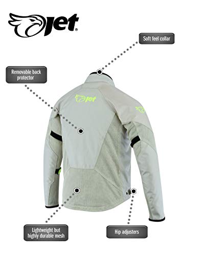 JET Chaqueta Moto Hombre Verano con Armadura Malla Air Flow Neyo (M (EU 48-50), Plata)
