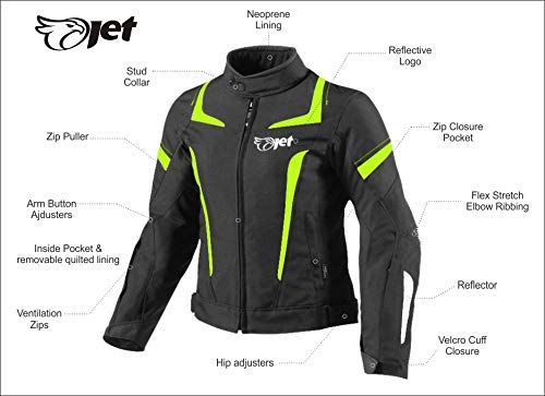 JET Chaqueta Moto Mujer Textil Impermeable con Armadura (3XL (ES 46-48), Fluro)