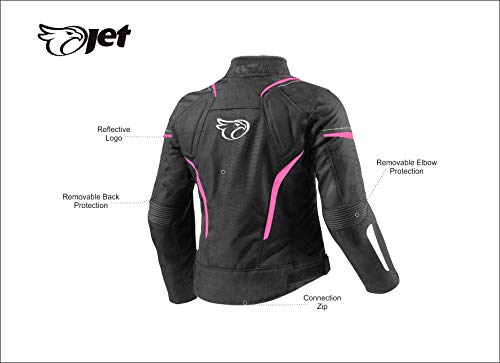 JET Chaqueta Moto Mujer Textil Impermeable con Armadura (Rosa, 4XL (ES 48-50))