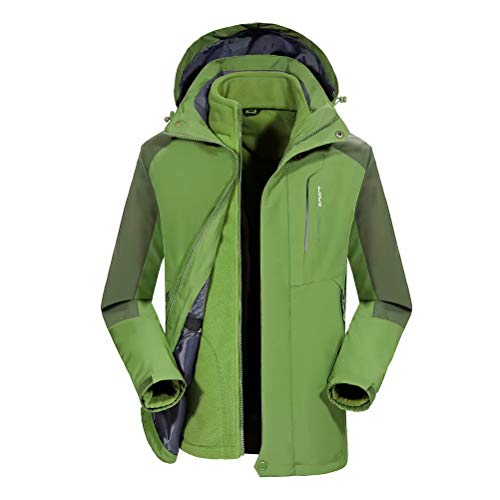 JIANYE Chaqueta Montaña Mujer Hombre Chaqueta Trekking Transpirable Chaqueta Nieve 3 en 1 Chaqueta Softshell Verde 3XL