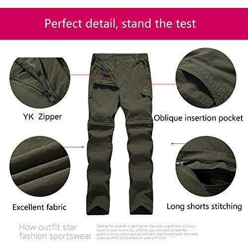 JIANYE Pantalon Trekking Hombre Mujer Zip Off Extraíble Pantalon Senderismo Secado Rápido Pantalones Montaña con Cinturón Negro 2XL