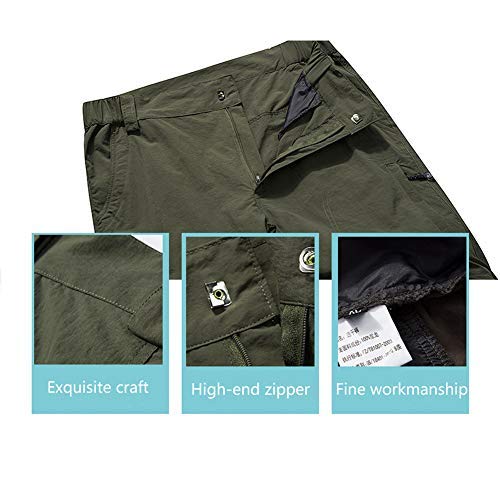 JIANYE Pantalon Trekking Hombre Mujer Zip Off Extraíble Pantalon Senderismo Secado Rápido Pantalones Montaña con Cinturón Negro 2XL