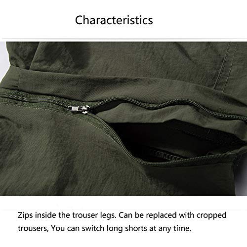 JIANYE Pantalon Trekking Hombre Mujer Zip Off Extraíble Pantalon Senderismo Secado Rápido Pantalones Montaña con Cinturón Negro 2XL