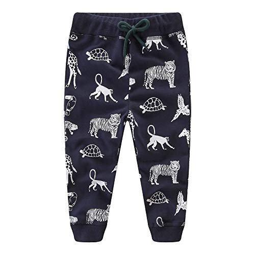 JinBei Pantalón Niño Deportivos Algodon Cordón Ajustable Cinturón Tigre Tortuga León Negro Pantalones Largos Deporte Termicos Bolsillo Elasticos Escuela Jogger Pantalones 2 3 4 5 6 7 Años