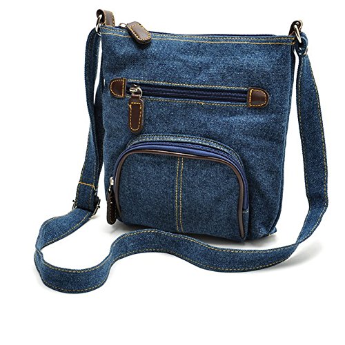 JINM - Bolso bandolera vaquera para mujer, estilo casual, estilo casual, azul vaquero, Tamaño libre