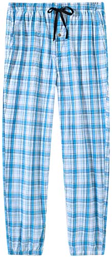 JINSHI Pantalones Pijamas Largos Algodón a Cuadros Hombre Casual Pantalones de Casa con Bolsillos 3 Pack Talla S