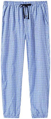 JINSHI Pantalones Pijamas Largos Algodón a Cuadros Hombre Casual Pantalones de Casa con Bolsillos 3 Pack Talla S