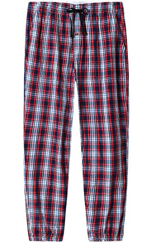 JINSHI Pantalones Pijamas Largos Algodón a Cuadros Hombre Casual Pantalones de Casa con Bolsillos 3 Pack Talla XXL