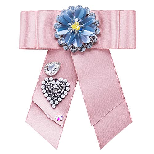 JiuErDP Europa y los Estados Unidos exageraron Grande del Arco Broche de Gama Alta Lentejuelas de Diamante listados de Moda Femenina Broches y alfileres (Color : Pink)